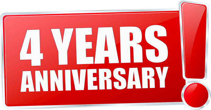 modern red annyversary vector sign in red with metallic border and a exclamation mark