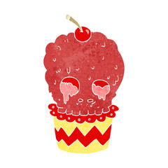 spooky skull cupcake cartoon