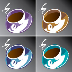 Four coffee cups in editable vector format