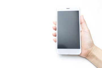 Hand holding Smartphone isolate on white background