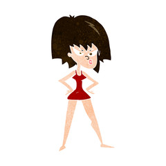 cartoon angry woman in dress