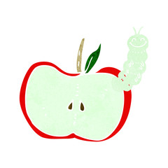 cartoon apple with bug