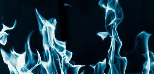 blue flame fire on a black background