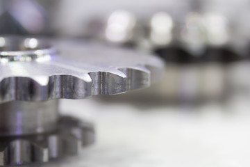 Fototapeta na wymiar Closeup gear wheels high precision automotive parts