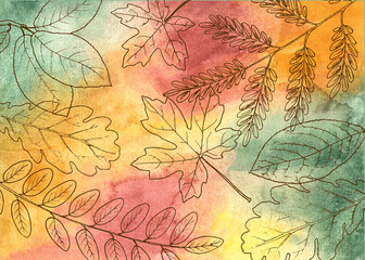 Hand drawn autumn leaves