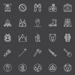 Vector linear hiking icons