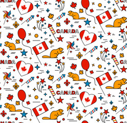 Seamles pattern for Canada Day 1st of July.