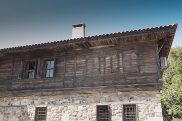 Fototapeta premium Фрагмент фасада зданий в городе Созополь