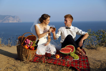Wedding picnic on the coast