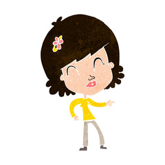 cartoon happy woman pointing