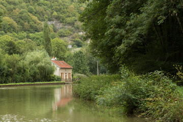 scene on the Burgundy canal, France