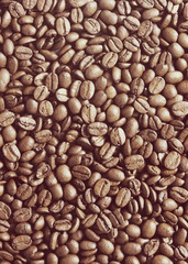 Coffee beans background with Instagram style filter