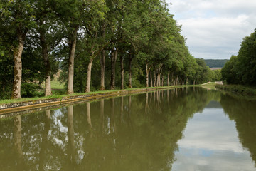 scene along the Burgundy Canal, France