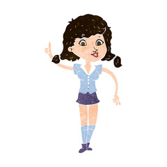 cartoon pretty woman with idea