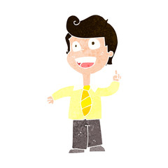 cartoon school boy raising hand