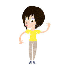cartoon woman waving