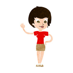 cartoon woman waving