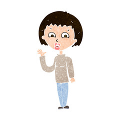 cartoon woman waving