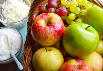 fresh fruit, cottage, and yogurt