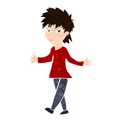 cartoon woman shrugging shoulders