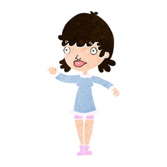 cartoon woman waving