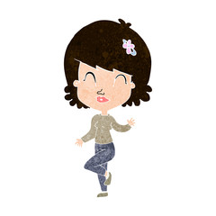 cartoon pretty woman dancing