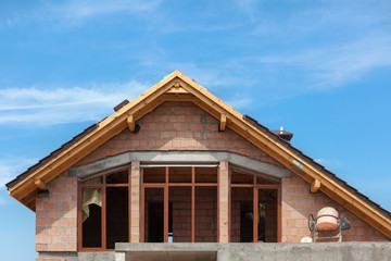 View on the second floor. New residental house under construction