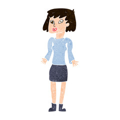 cartoon woman shrugging shoulders