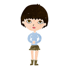 cartoon woman waiting patiently