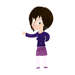 cartoon woman making welcome gesture