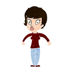 cartoon woman shrugging shoulders