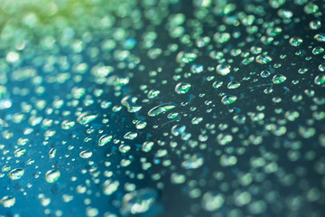 water drops on green and blue background