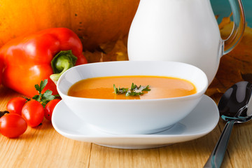 Pumpkin soup with fresh pumpkin