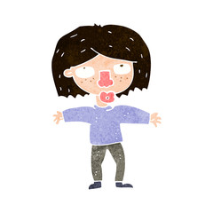 cartoon girl looking upwards