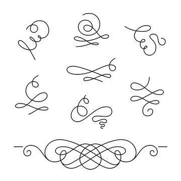 Set of simple calligraphic swirls and dividers