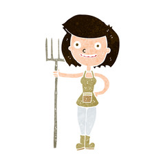 cartoon happy farmer girl