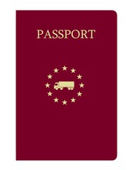 Camion de livraison en Europe dans un passeport