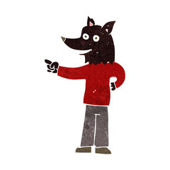 cartoon wolf man pointing