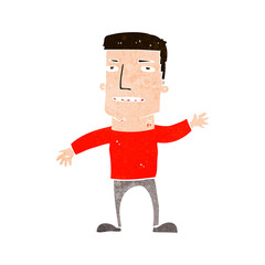 cartoon waving stressed man