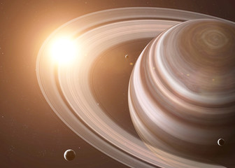 Beauty of Saturn light damaged by the sun.  This image elements