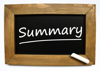 Summary sketched on a little black chalkboard