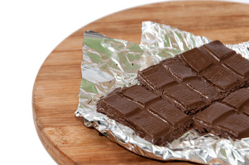 Melting cooking chocolate on the kitchen board