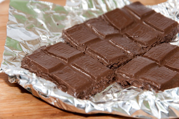 Melting cooking chocolate on the kitchen board
