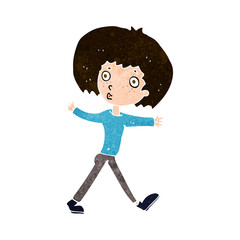 cartoon surprised man walking