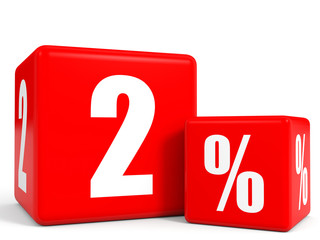 Red sale cubes. Two percent discount.