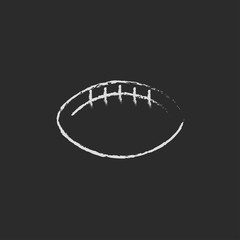 Rugby football ball icon drawn in chalk.