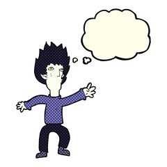 cartoon vampire with thought bubble