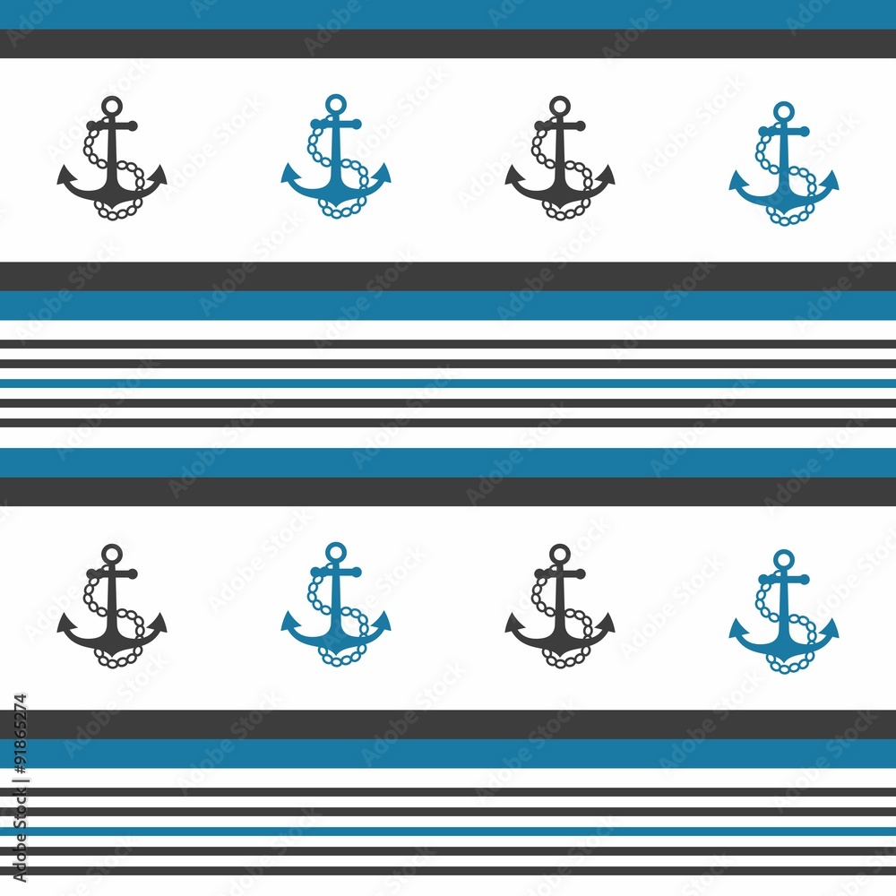 Poster hipster pattern background with anchor.