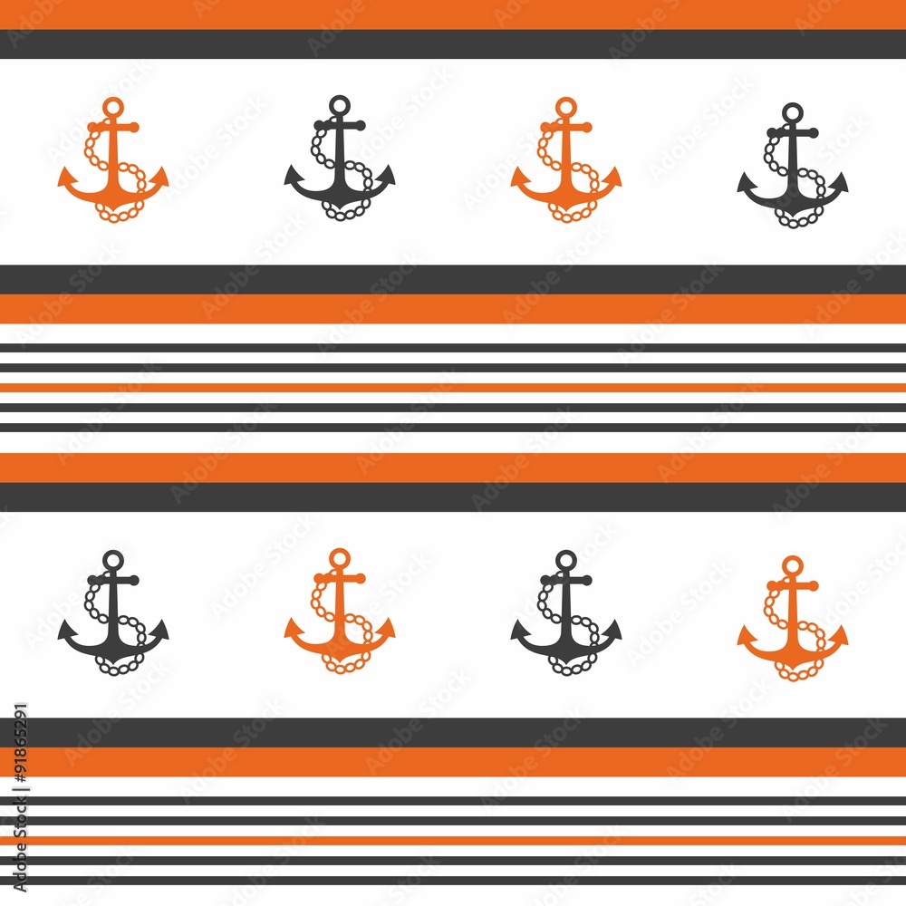 Poster hipster pattern background with anchor.