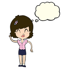 cartoon pretty woman with idea with thought bubble